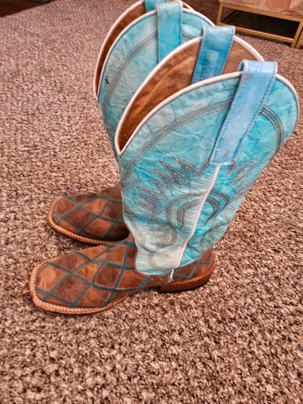 Anderson Bean Turquoise and Brown Cowboy Boots
